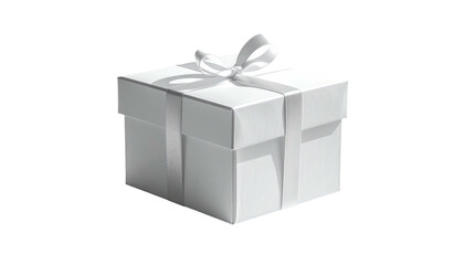 Clean white gift box, tied with a matching ribbon