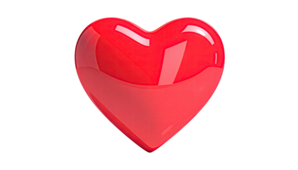 Glossy, red heart with a soft shadow, isolated on black