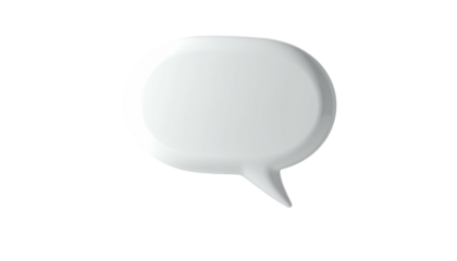 White, rounded speech bubble against a stark black background
