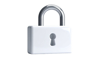 Shiny, white padlock with chrome shackle on a black background