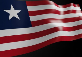 The national flag of liberia, characterized by its stripes and a single star in a blue canton, fluttering