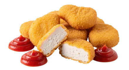 Chicken nuggets with ketchup transparent background cutout png