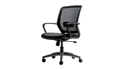 Mesh-back office chair, dark upholstery