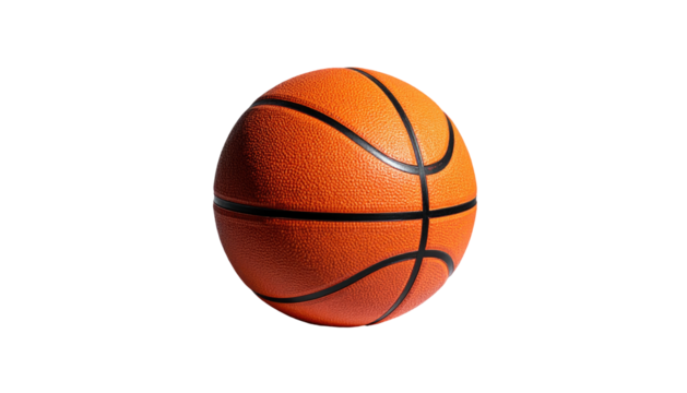 Textured orange basketball sphere isolated on dark background