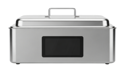 Stainless steel bread box with window transparent background cutout png