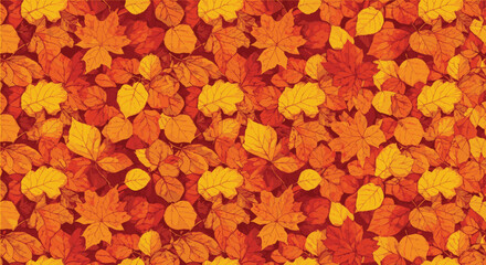 Vibrant Autumn Foliage Seamless Pattern Background - Seasonal Fall Leaves Graphic Design Texture