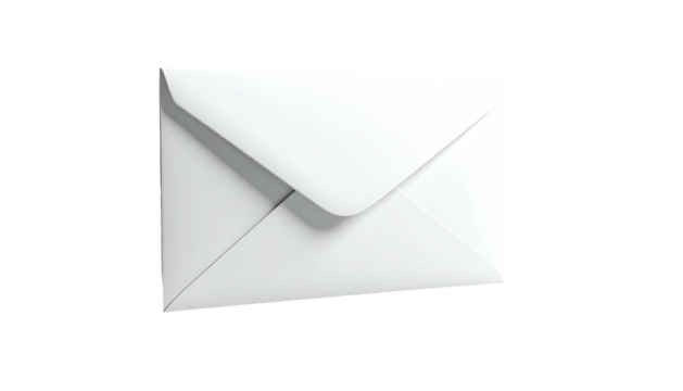 Clean, white envelope, diagonally oriented, centered