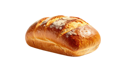 Shiny, golden loaf with diagonal cuts, isolated