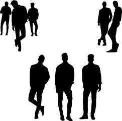 Silhouettes of Stylish Men on white background.