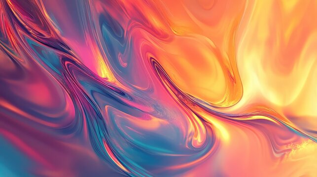 Vibrant liquid gold and blue iridescent abstract background - Powered by Adobe
