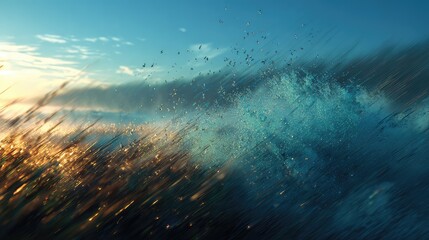 Abstract motion blur nature landscape with crashing wave