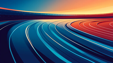 Layout template design for run, a championship or any sports event. Poster design with an abstract running track 