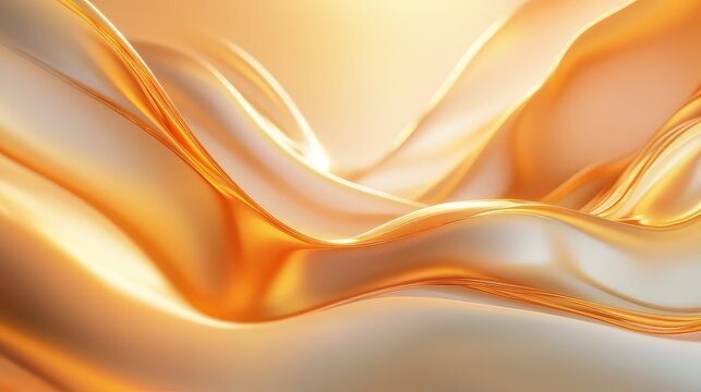 Flowing golden silk fabric abstract background