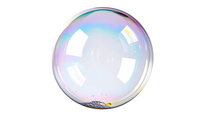 Spherical bubble shimmers with iridescent colors against black