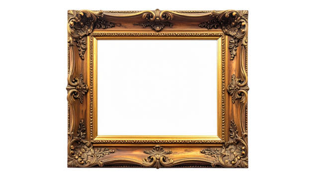 Ornate golden frame, empty center