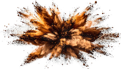 Bursting brown and white dust cloud with radial symmetry