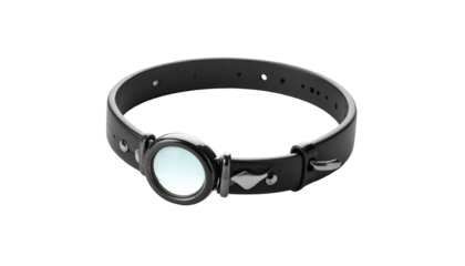 Black collar with central white lens