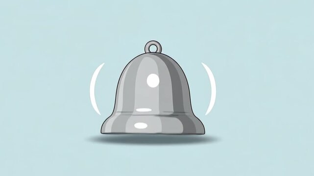 Animated Bell Ringing and Vibrating Icon on Light Blue Background.