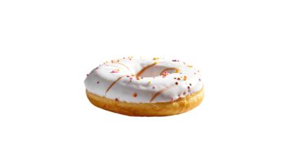 Glazed donut with sprinkles against black