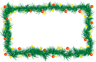 green leaf frame with holly and berries for decoration, card, poster, graphic design, vector illustration