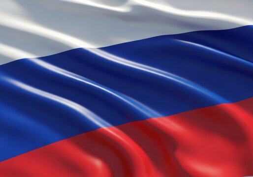 A closeup, abstract view of the russian flag, showcasing the rich texture and flowing waves of its white, blue, and red stripes, symbolizing the vastness and spirit of russia - Powered by Adobe