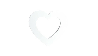 White double-heart shape, outer glossy, inner hollow on black