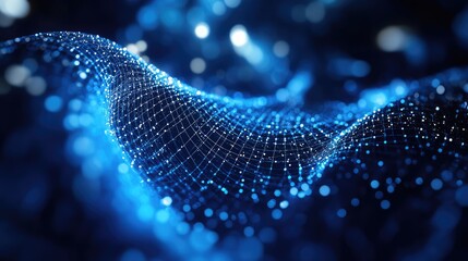 Digital wave creating abstract data connection network background