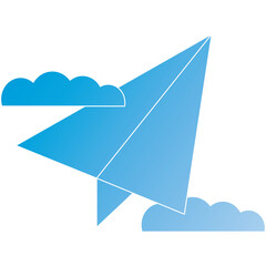 A Blue Paper Airplane Soars Through A Sky With White Clouds Symbolizing Travel And Freedom