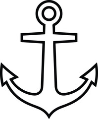 Anchor Line Icon - Nautical Sea and Marine Vector Symbol