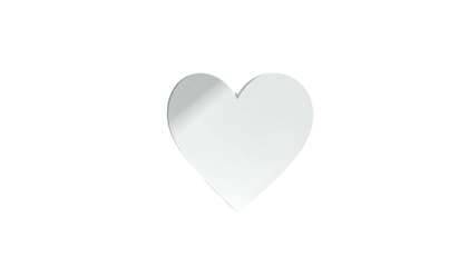 Clean, silver heart isolated against a stark black background