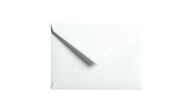 White envelope, closed, laying on a black background