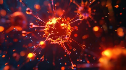 Virus attacking human cells causing disease and infection