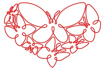 A heart made up of butterfly contour lines