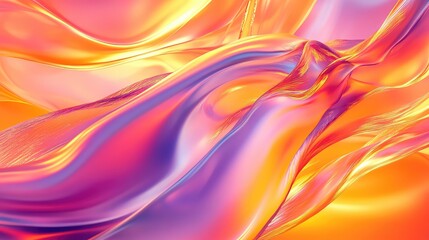 Fototapeta premium Abstract flowing iridescent fabric waves with vivid gradient colors