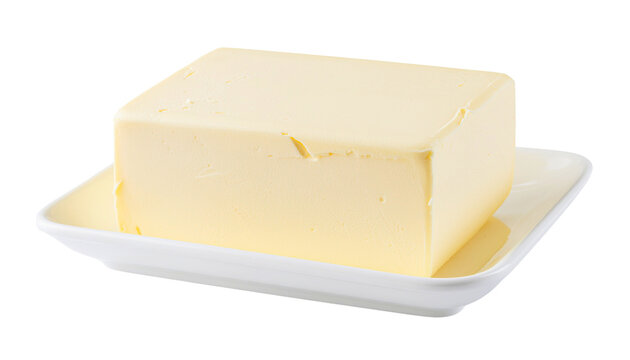 Piece of butters on white background isolated on white background