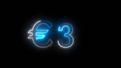 Counting money text illustration number. 3 Euro currency. Business growth financial money.