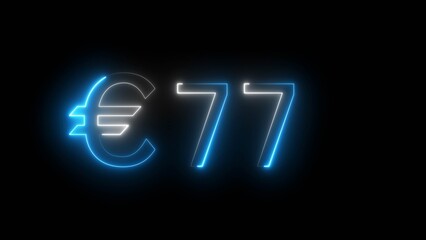 Counting money text illustration number. 77 Euro currency. Business growth financial money.