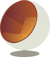 Modern egg chair with smooth orange interior and white exterior