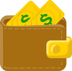 Brown Wallet with Dollar Bills for Financial Concepts