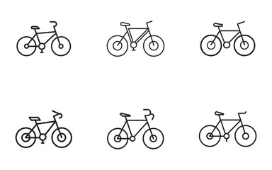 Collection of Minimalist Bicycle Icons in Vector Format Ideal for Transportation Design Projects and Sustainable Lifestyle Graphics Offering Versatile Options