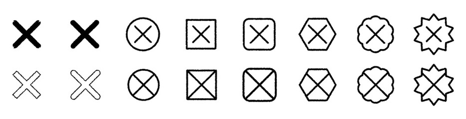 手書き風 バツ・閉じるボタンセット ブラック