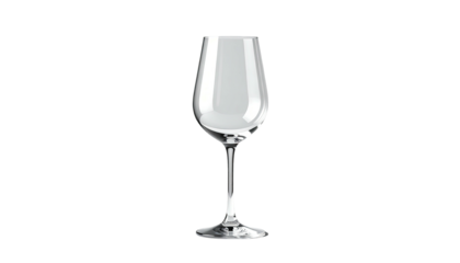 Elegant, empty wine glass stands against a stark black backdrop
