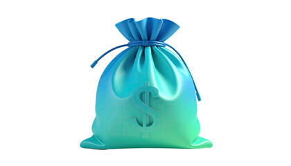 Money bag tied shut, dollar sign, blue-green gradient