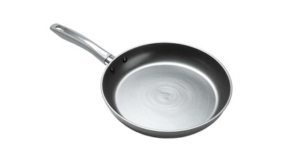 Metal pan with long handle against black background