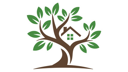 Fototapeta premium Sustainable home in green tree