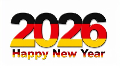 2026 New Year greeting with German flag-themed numerals.