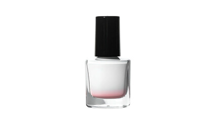 White nail polish bottle with black top on a black background