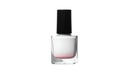 White nail polish bottle with black top on a black background