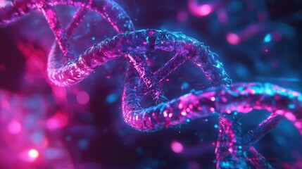 Dna helix structure in vibrant neon colors
