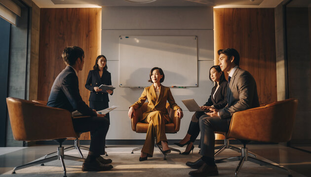 Powerful Female Executive Leading Diverse Business Team Meeting
